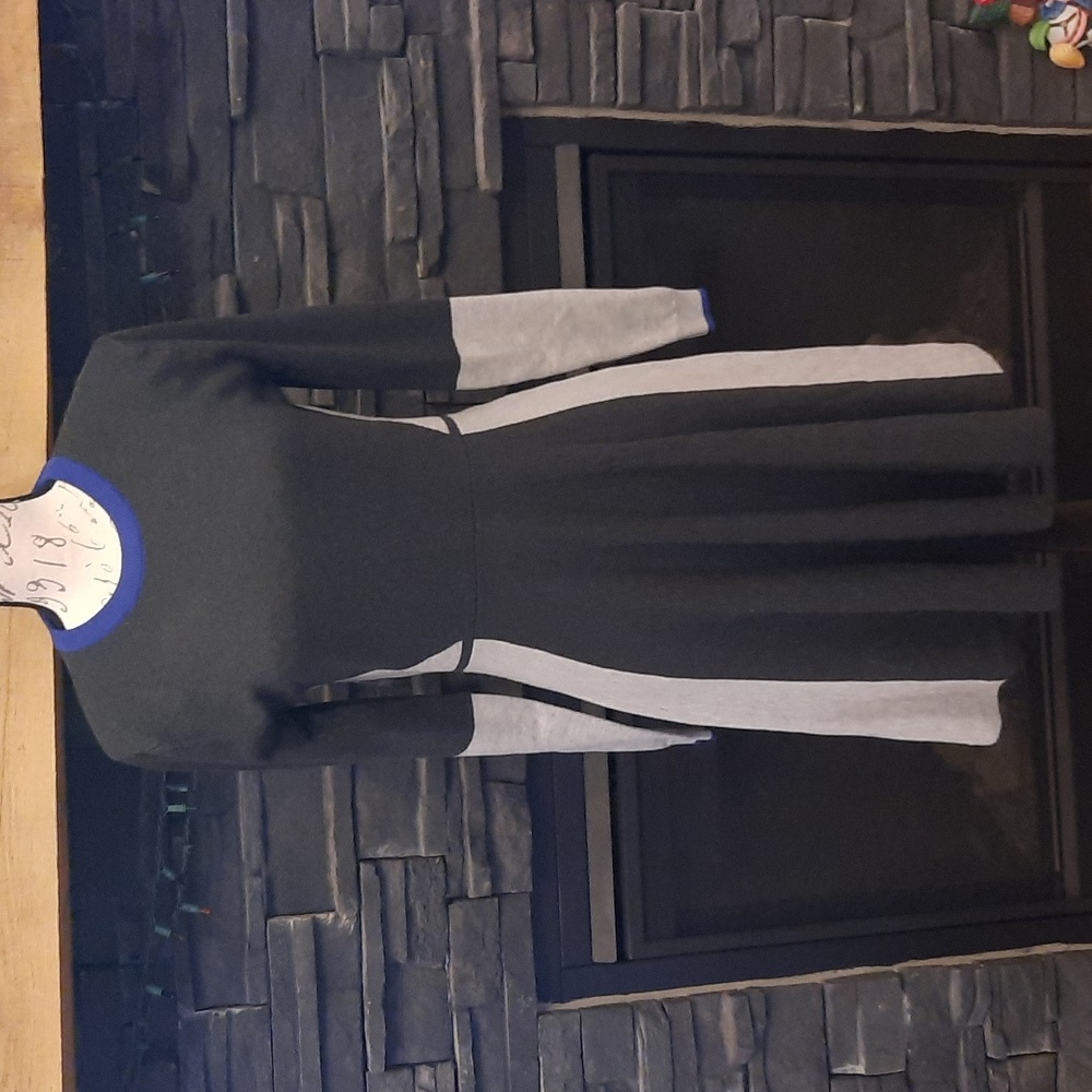 Larry Levine medium gray and blue thick knit sweater dress size M